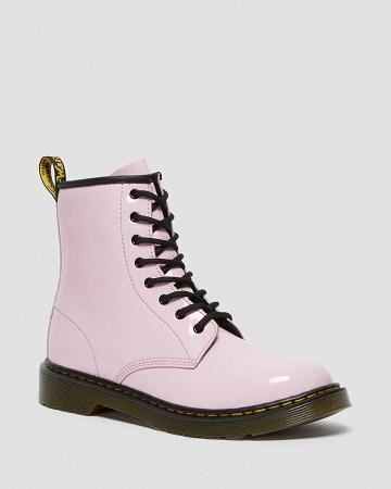 Pink Kids' Dr Martens Youth 1460 Patent Leather Lace Up Boots | CA 712EBC